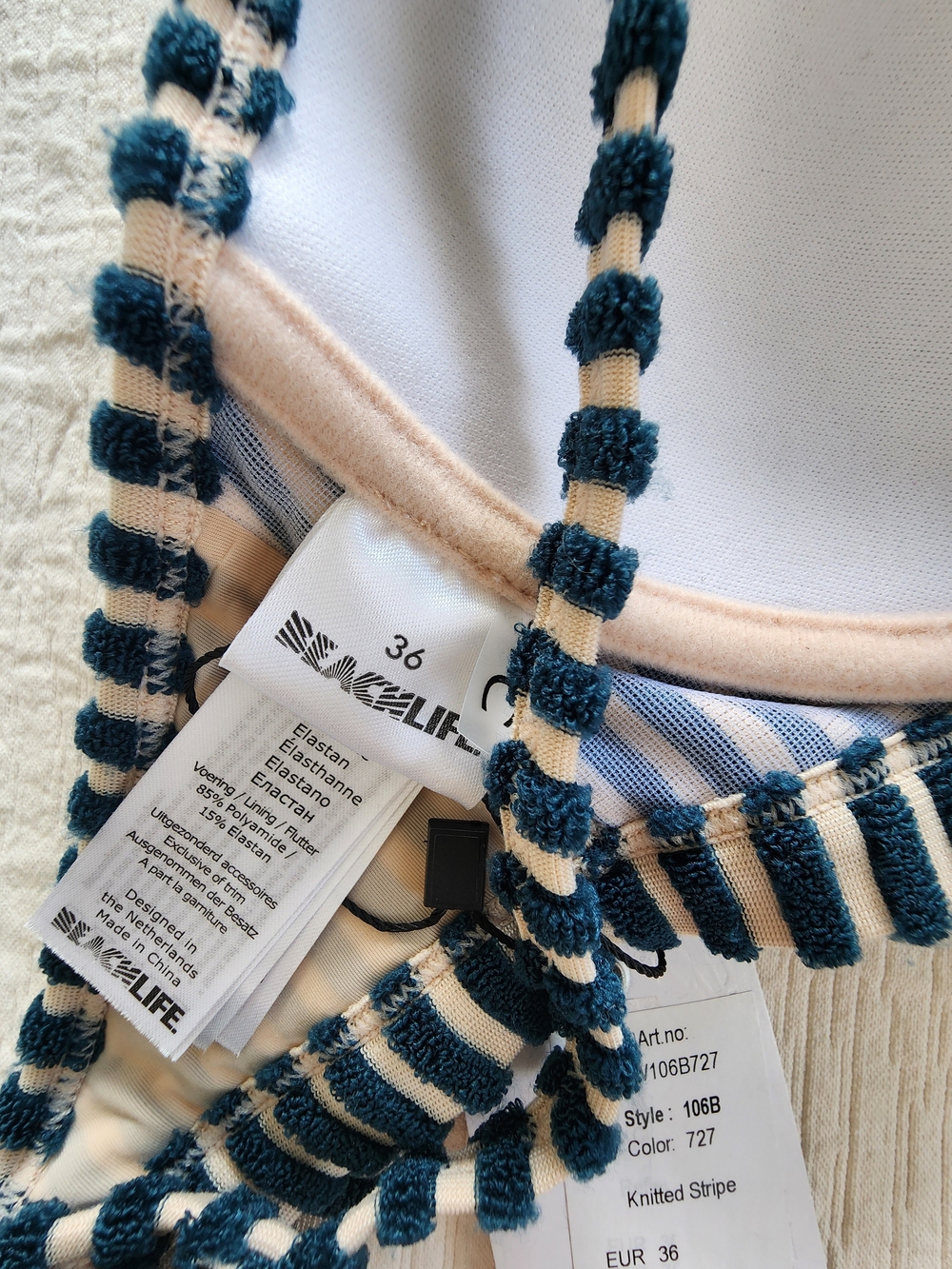 NWT Beachlife Knitted Stripe Underwire Bikini Top - Size EUR 36C / UK 32C - Picture 4 of 5